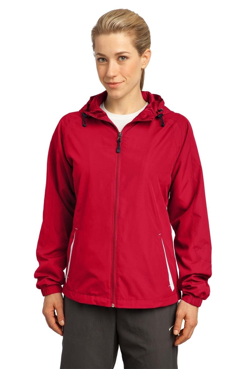 Sport-Tek Outerwear Sport-Tek ®  Ladies Colorblock Hooded Raglan Jacket. LST76