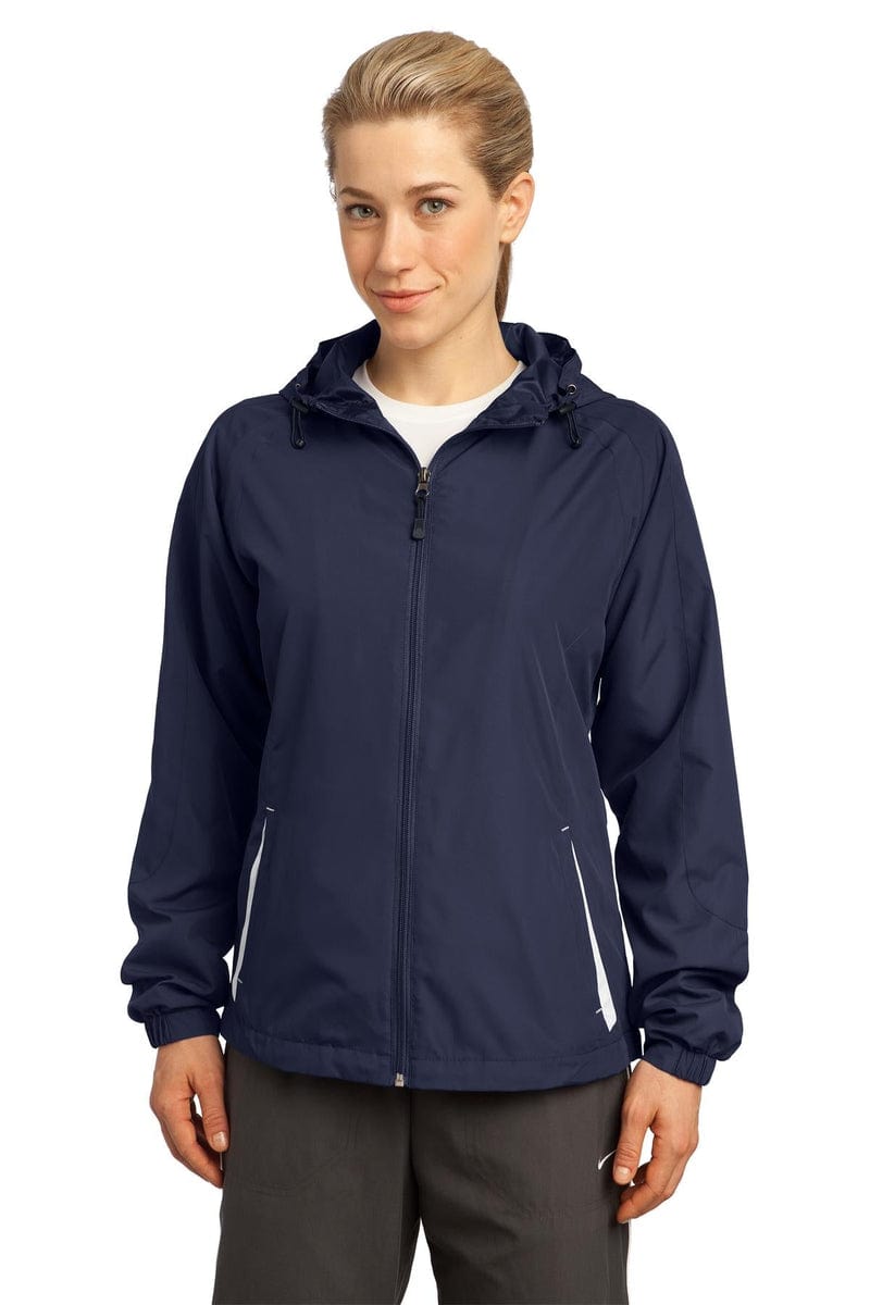 Sport-Tek Outerwear Sport-Tek ®  Ladies Colorblock Hooded Raglan Jacket. LST76