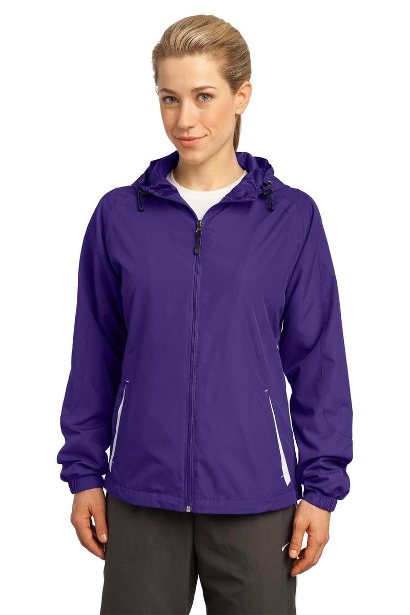 Sport-Tek Outerwear Sport-Tek ®  Ladies Colorblock Hooded Raglan Jacket. LST76