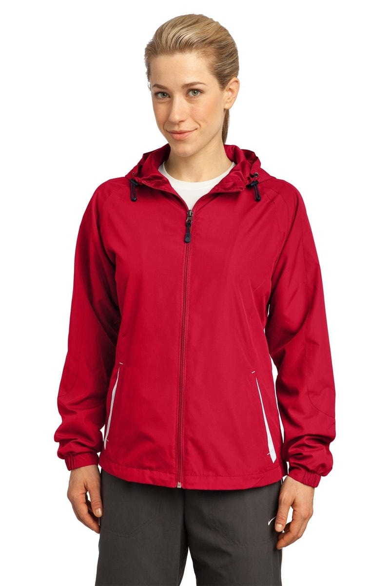 Sport-Tek Outerwear Sport-Tek ®  Ladies Colorblock Hooded Raglan Jacket. LST76