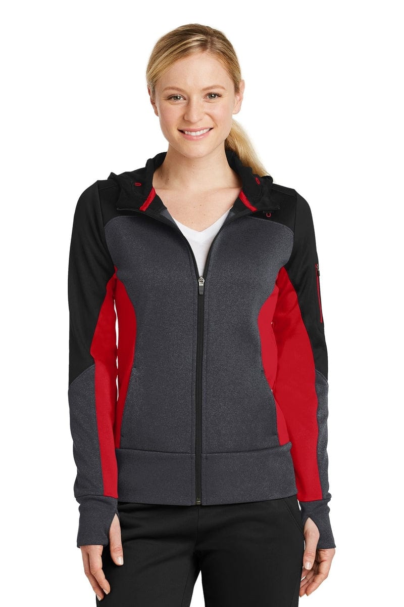 Sport-Tek Outerwear Sport-Tek LST245: Ladies Tech Fleece Colorblock Full-Zip Hooded Jacket