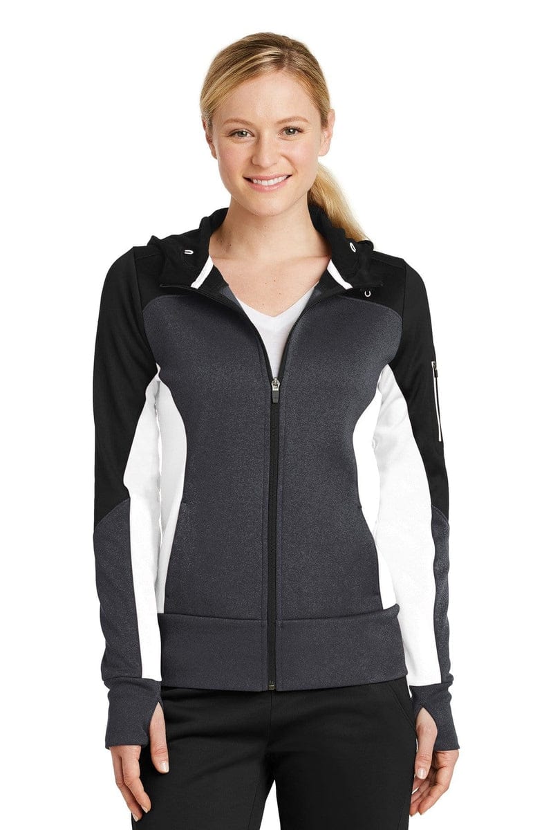 Sport-Tek Outerwear Sport-Tek LST245: Ladies Tech Fleece Colorblock Full-Zip Hooded Jacket