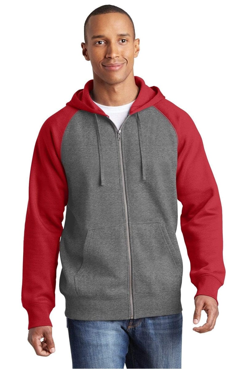 Sport-Tek Outerwear Sport-Tek ST269: Raglan Colorblock Full-Zip Hooded Fleece Jacket