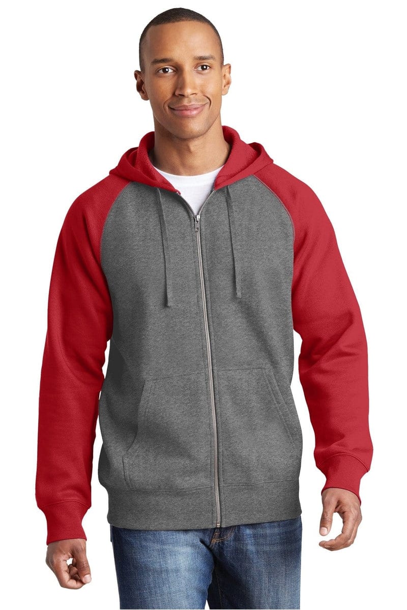 Sport-Tek Outerwear Sport-Tek ST269: Raglan Colorblock Full-Zip Hooded Fleece Jacket