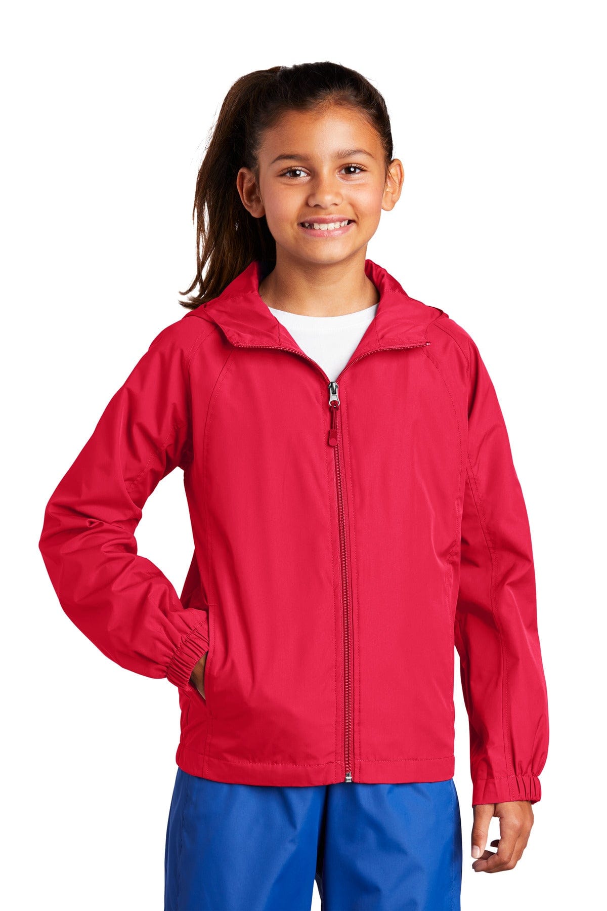 Sport-Tek Outerwear Sport-Tek YST73: Youth Hooded Raglan Jacket