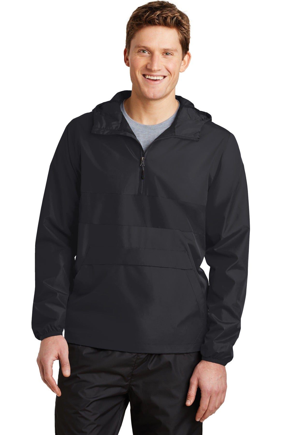 Sport-Tek Outerwear XS / Black/ Black Sport-Tek JST65: Zipped Pocket Anorak