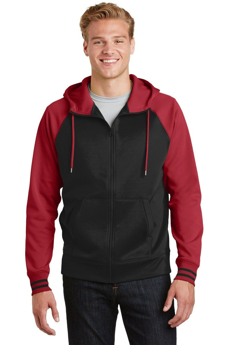 Sport-Tek Outerwear XS / Black/ Deep Red Sport-Tek ST236: Sport-Wick Varsity Fleece Full-Zip Hooded Jacket