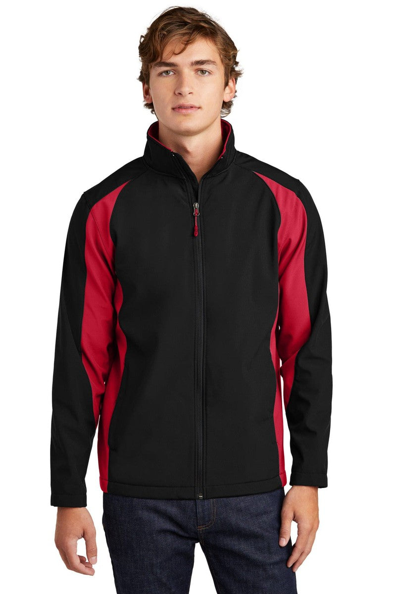 Sport-Tek Outerwear XS / Black/ True Red Sport-Tek St970: Colorblock Soft Shell Jacket
