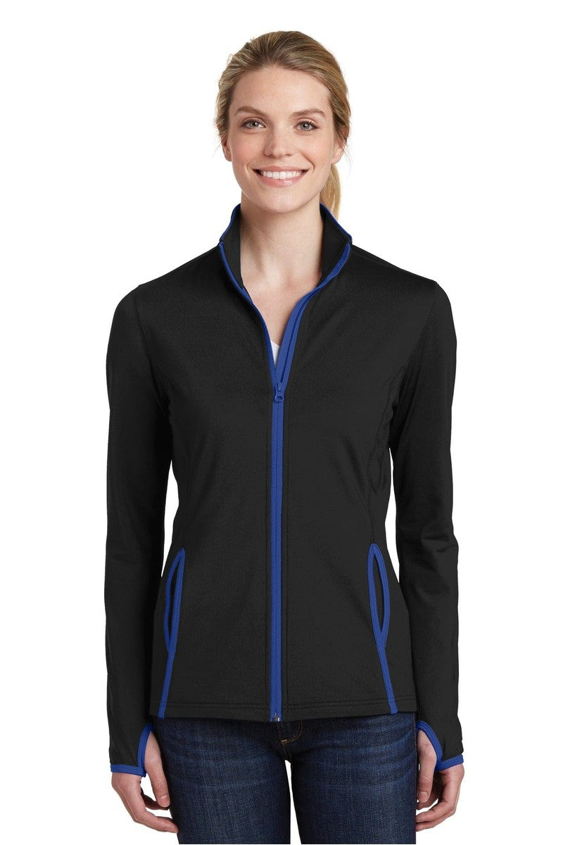 Sport-Tek Outerwear XS / Black/ True Royal Sport-Tek LST853: Ladies Sport-Wick Stretch Contrast Full-Zip Jacket