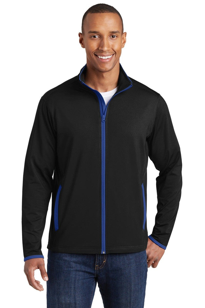 Sport-Tek Outerwear XS / Black/ True Royal Sport-Tek ST853: Sport-Wick Stretch Contrast Full-Zip Jacket