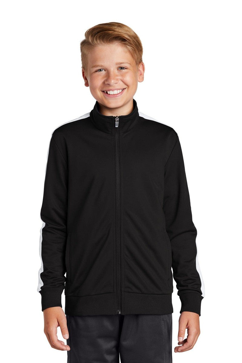 Sport-Tek Outerwear XS / Black/ White Sport-Tek YST94: Youth Tricot Track Jacket