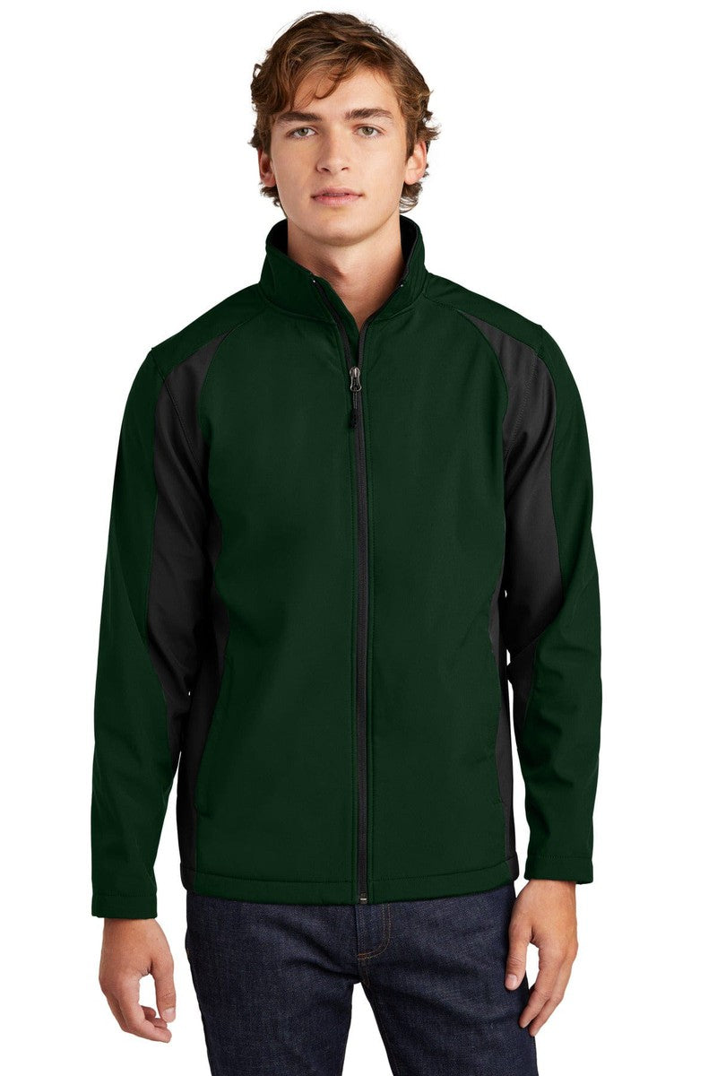Sport-Tek Outerwear XS / Forest Green/ Black Sport-Tek St970: Colorblock Soft Shell Jacket