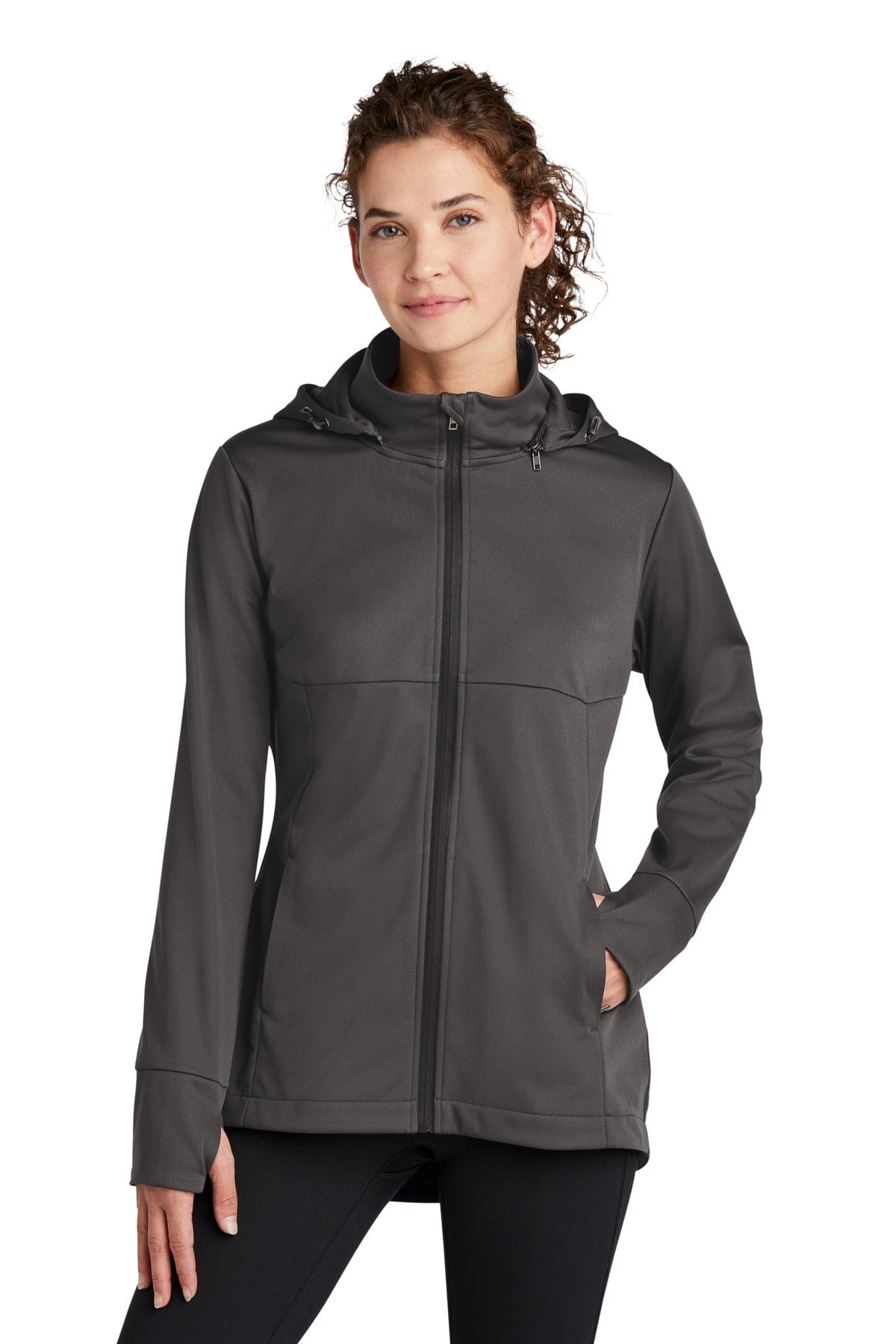 Sport-Tek Outerwear XS / Graphite Sport-Tek Ladies Hooded Soft Shell Jacket | LST980
