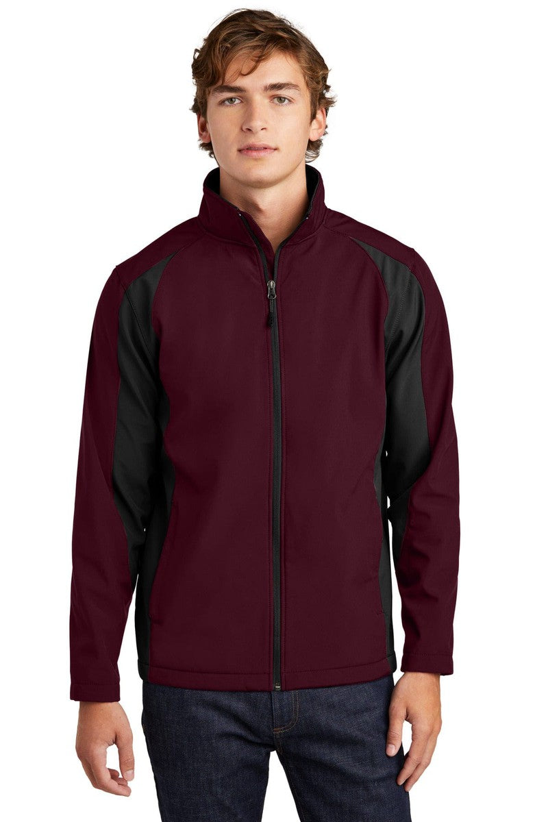 Sport-Tek Outerwear XS / Maroon/ Black Sport-Tek St970: Colorblock Soft Shell Jacket