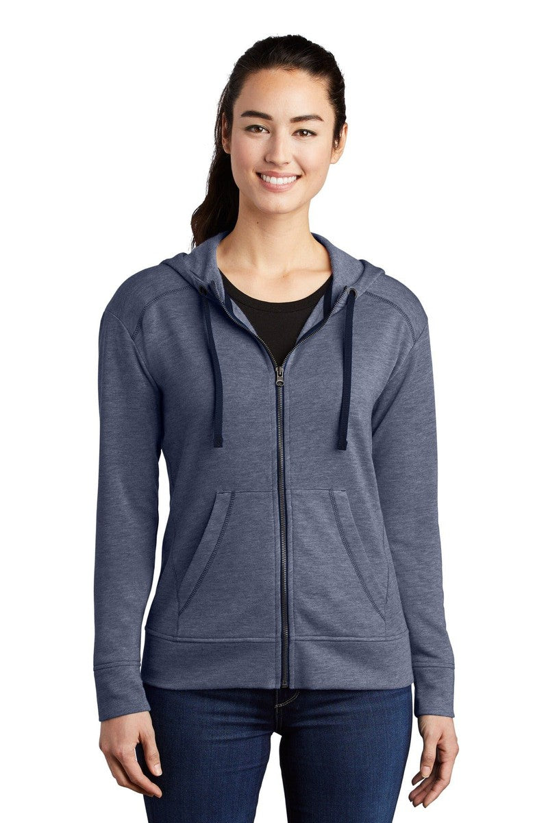 Sport-Tek Outerwear XS / True Navy Heather Sport-Tek LST293: Ladies PosiCharge Tri-Blend Wicking Fleece Full-Zip Hooded Jacket