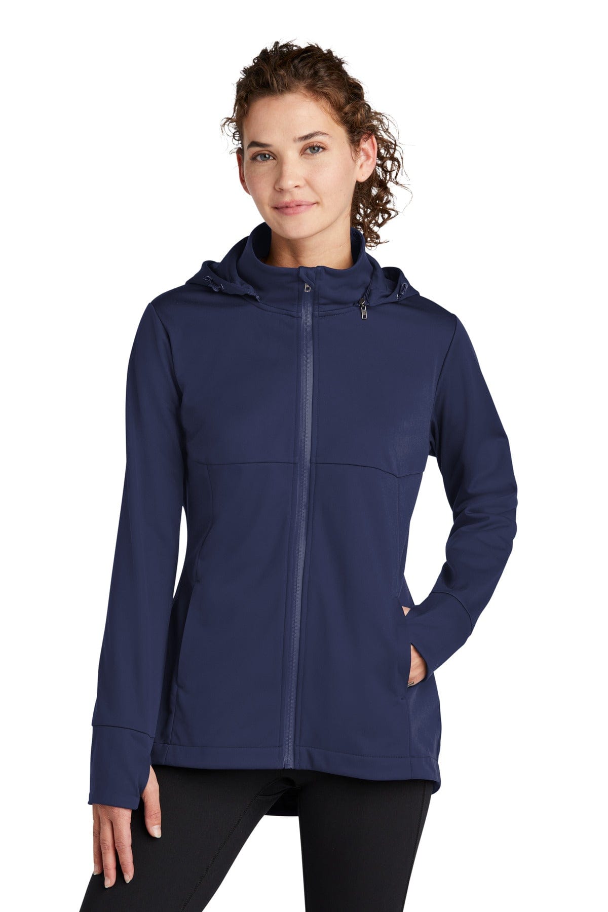 Sport-Tek Outerwear XS / True Navy Sport-Tek Ladies Hooded Soft Shell Jacket | LST980