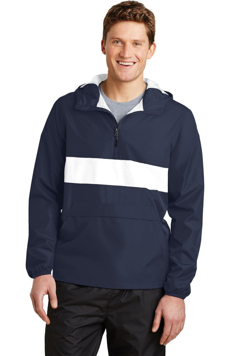 Sport-Tek Outerwear XS / True Navy/ White Sport-Tek JST65: Zipped Pocket Anorak