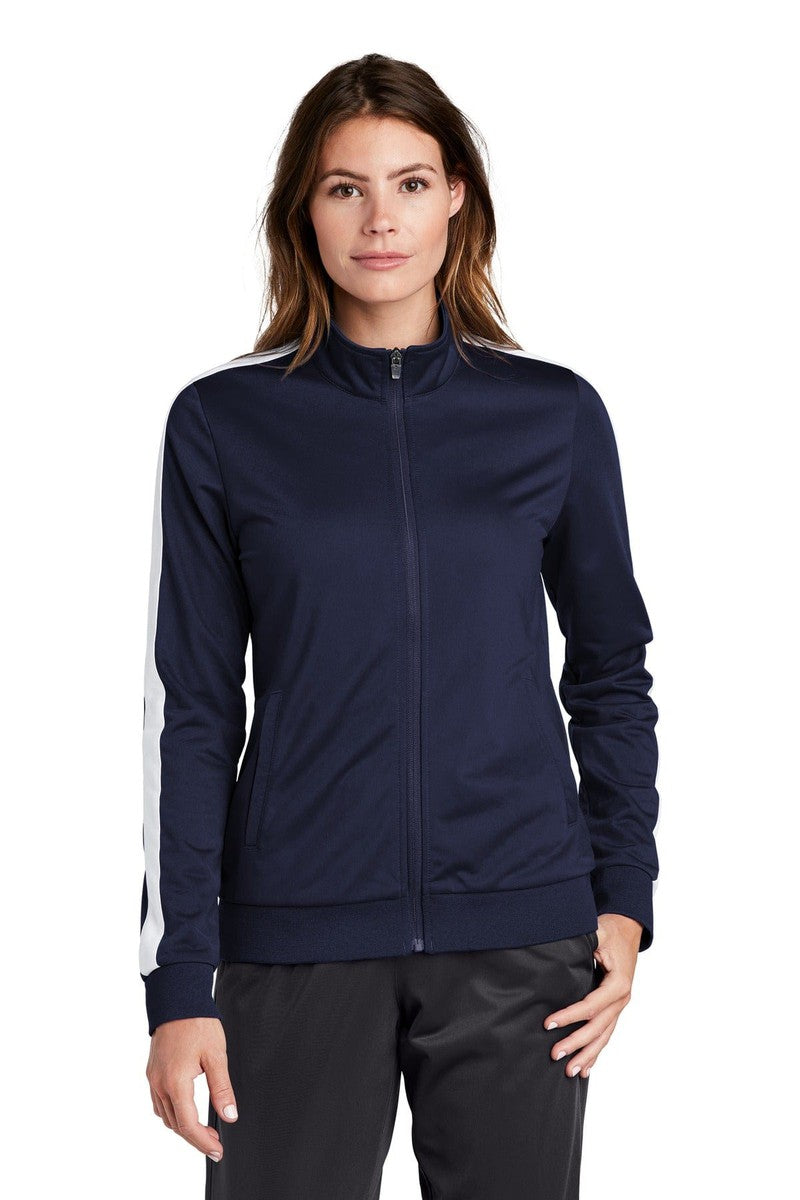 Sport-Tek Outerwear XS / True Navy/ White Sport-Tek LST94: Ladies Tricot Track Jacket