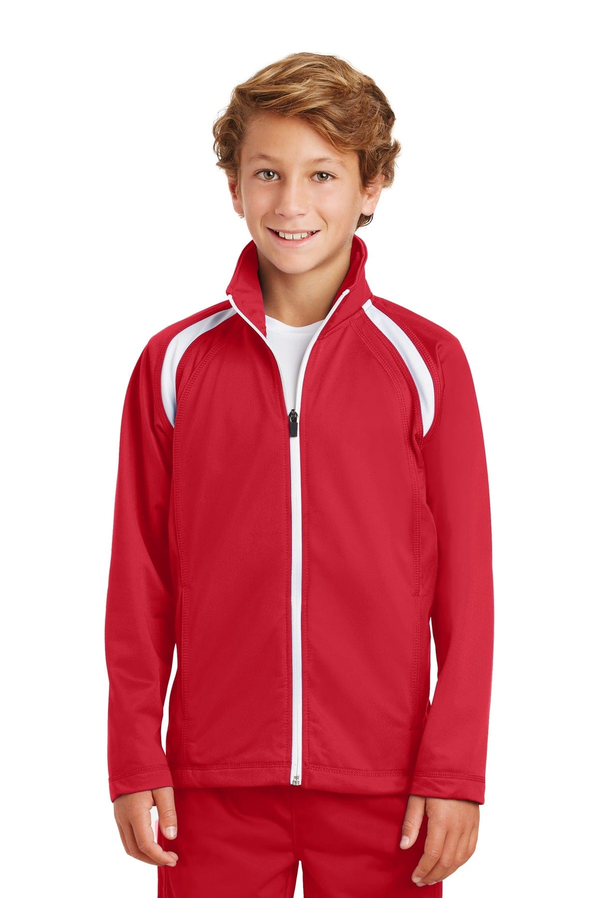 Sport-Tek Outerwear XS / True Red/ White Sport-Tek ®  Youth Tricot Track Jacket. YST90