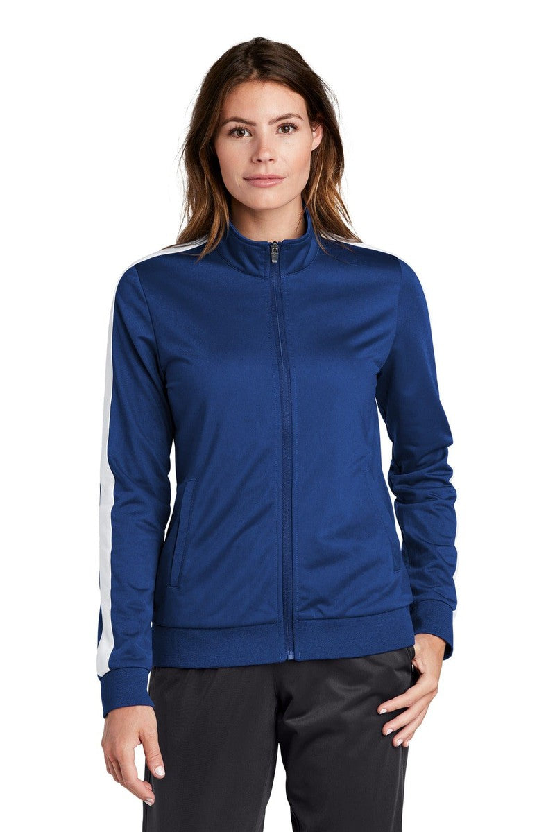 Sport-Tek Outerwear XS / True Royal/ White Sport-Tek LST94: Ladies Tricot Track Jacket