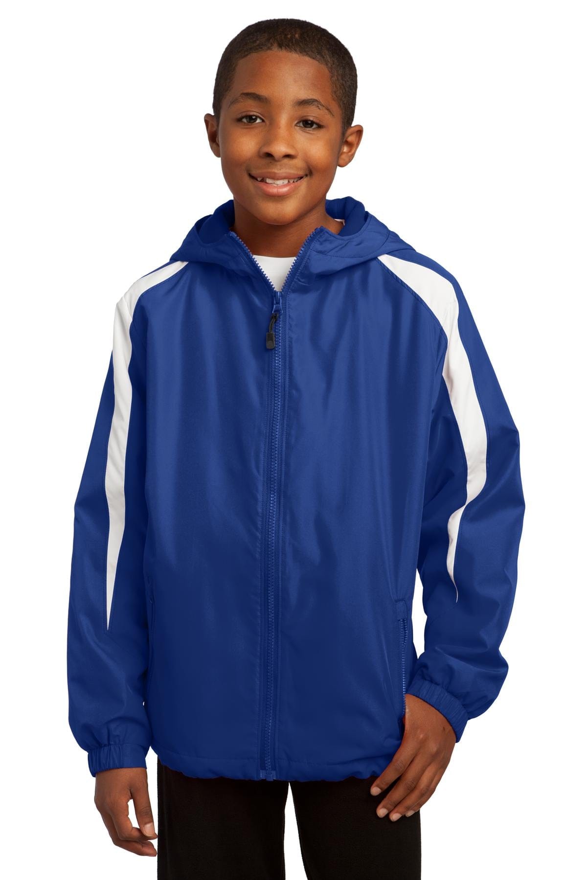 Sport-Tek Outerwear XS / True Royal/ White Sport-Tek ®  Youth Fleece-Lined Colorblock Jacket. YST81