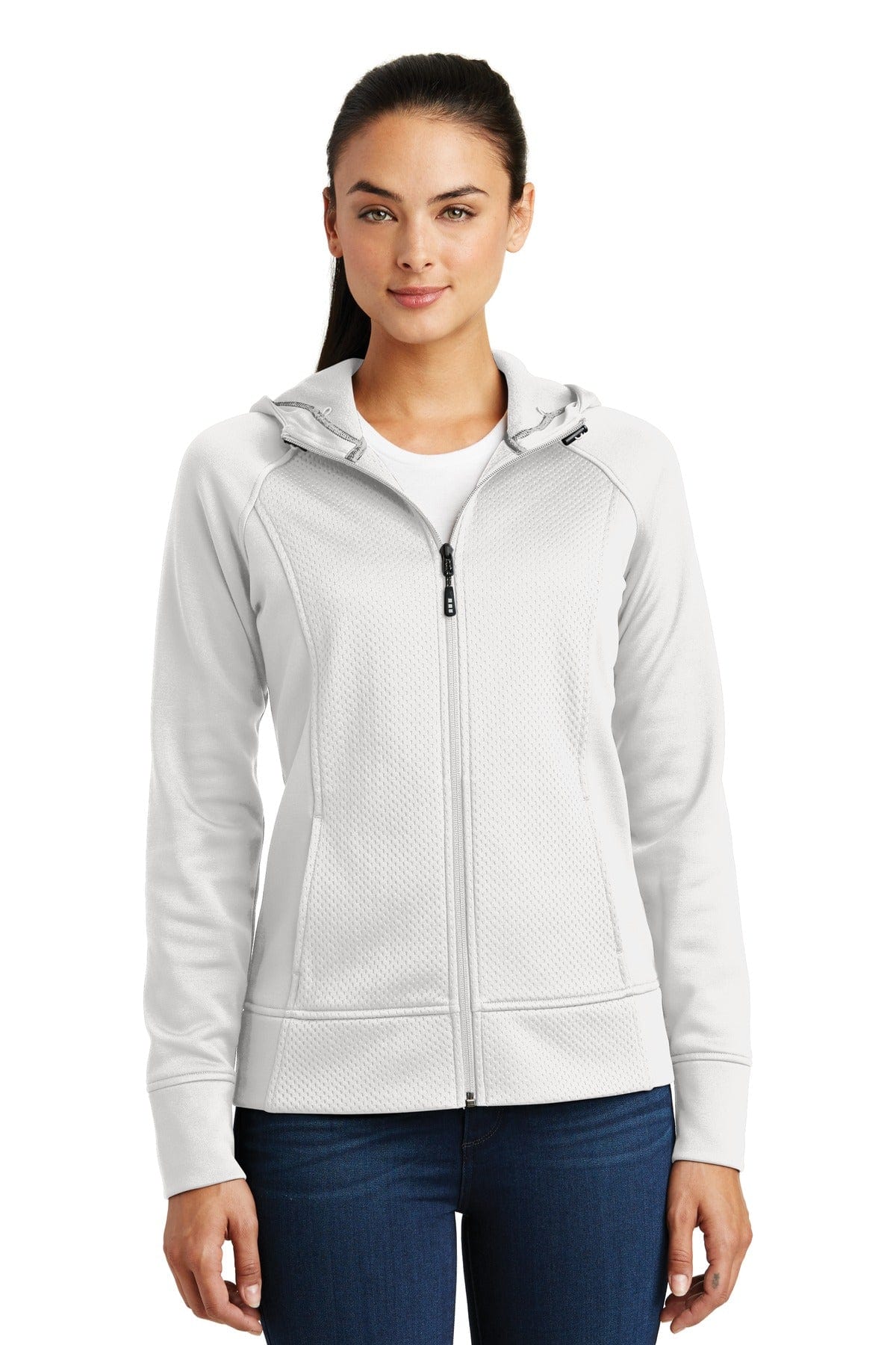 Sport-Tek Outerwear XS / White DISCONTINUED  Sport-Tek ®  Ladies Rival Tech Fleece Full-Zip Hooded Jacket. LST295