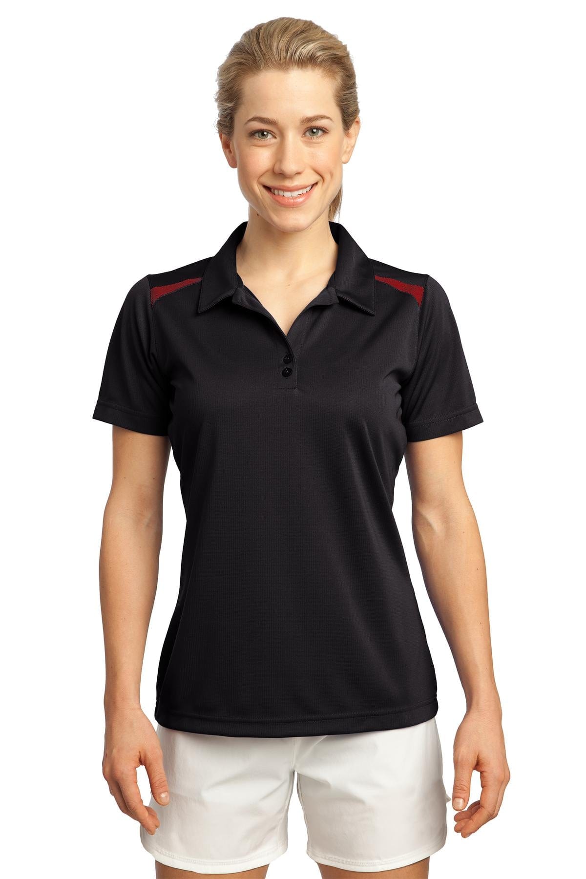 Sport-Tek Polos/Knits S / Black/True Red DISCONTINUED  Sport-Tek ®  Ladies Vector Sport-Wick ®  Polo. LST670