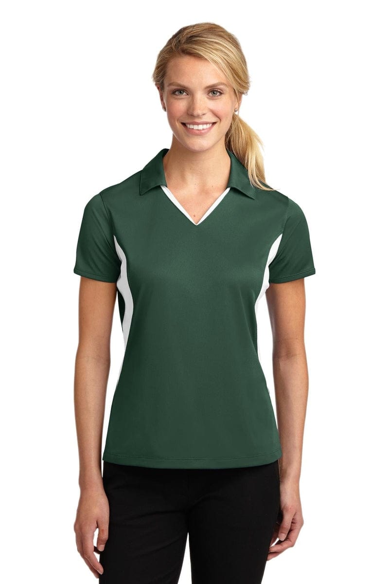 Sport-Tek Polos/Knits S / Forest Green/ White Sport-Tek LST655: Ladies Side Blocked Micropique Sport-Wick Polo