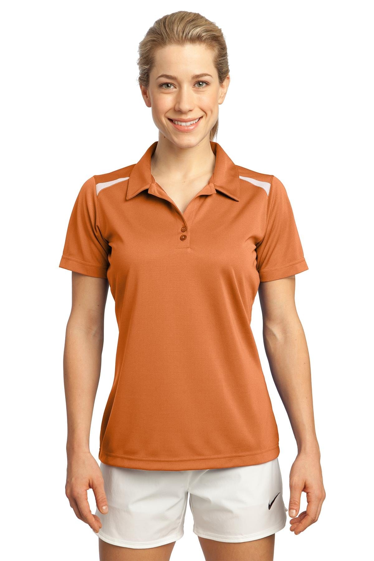 Sport-Tek Polos/Knits S / Texas Orange/White DISCONTINUED  Sport-Tek ®  Ladies Vector Sport-Wick ®  Polo. LST670