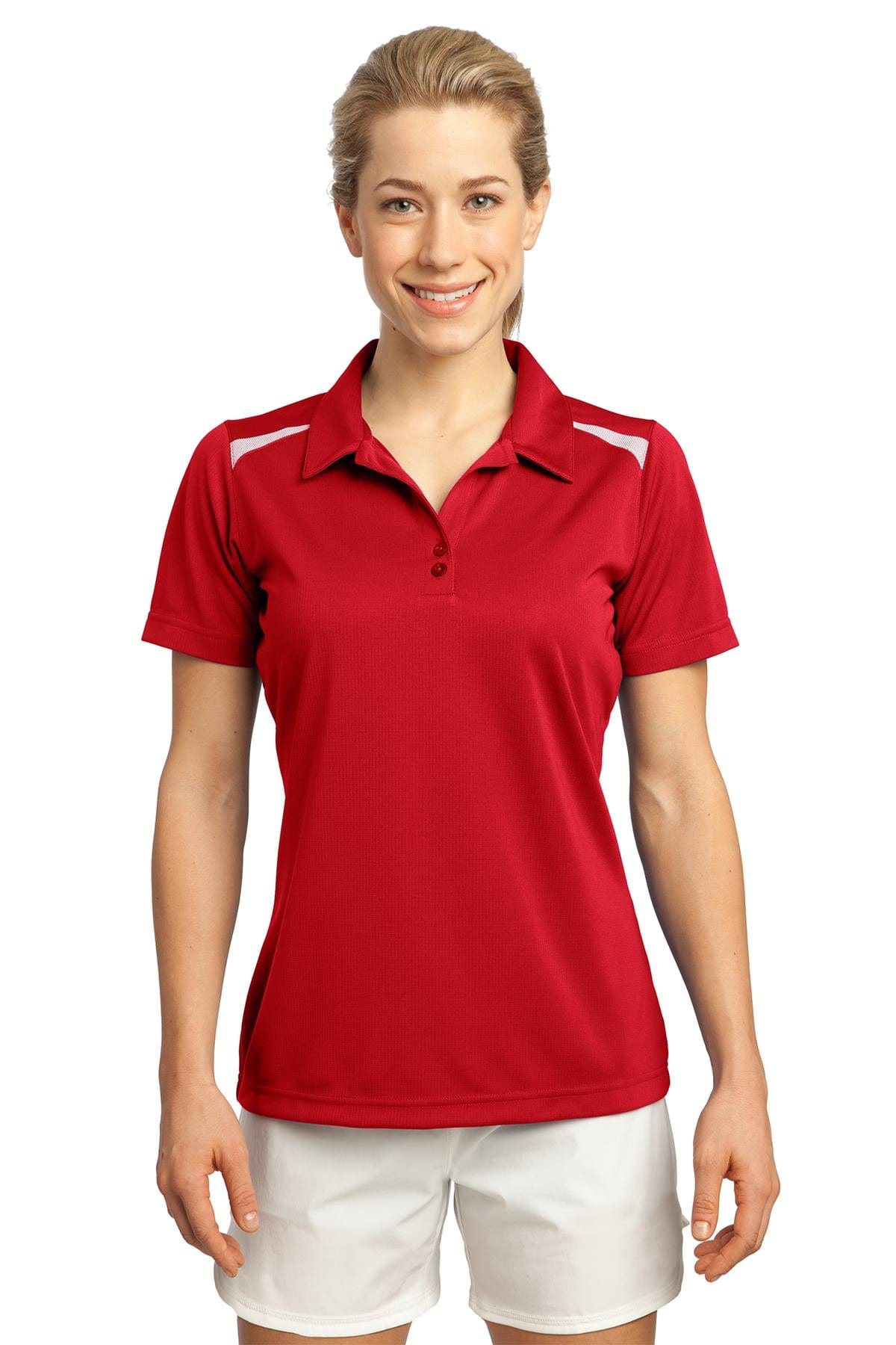 Sport-Tek Polos/Knits S / True Red/White DISCONTINUED  Sport-Tek ®  Ladies Vector Sport-Wick ®  Polo. LST670