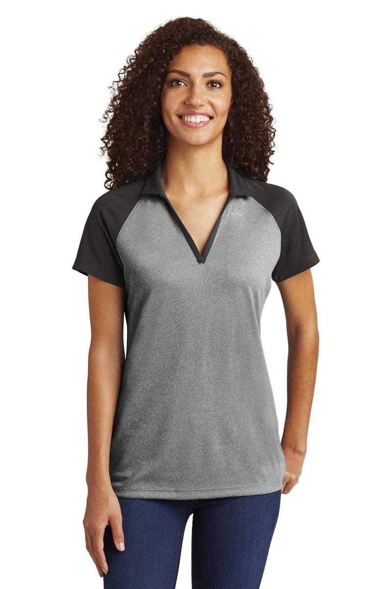 Sport-Tek Polos/Knits Sport-Tek LST641: Ladies PosiCharge  RacerMesh Raglan Heather Block Polo