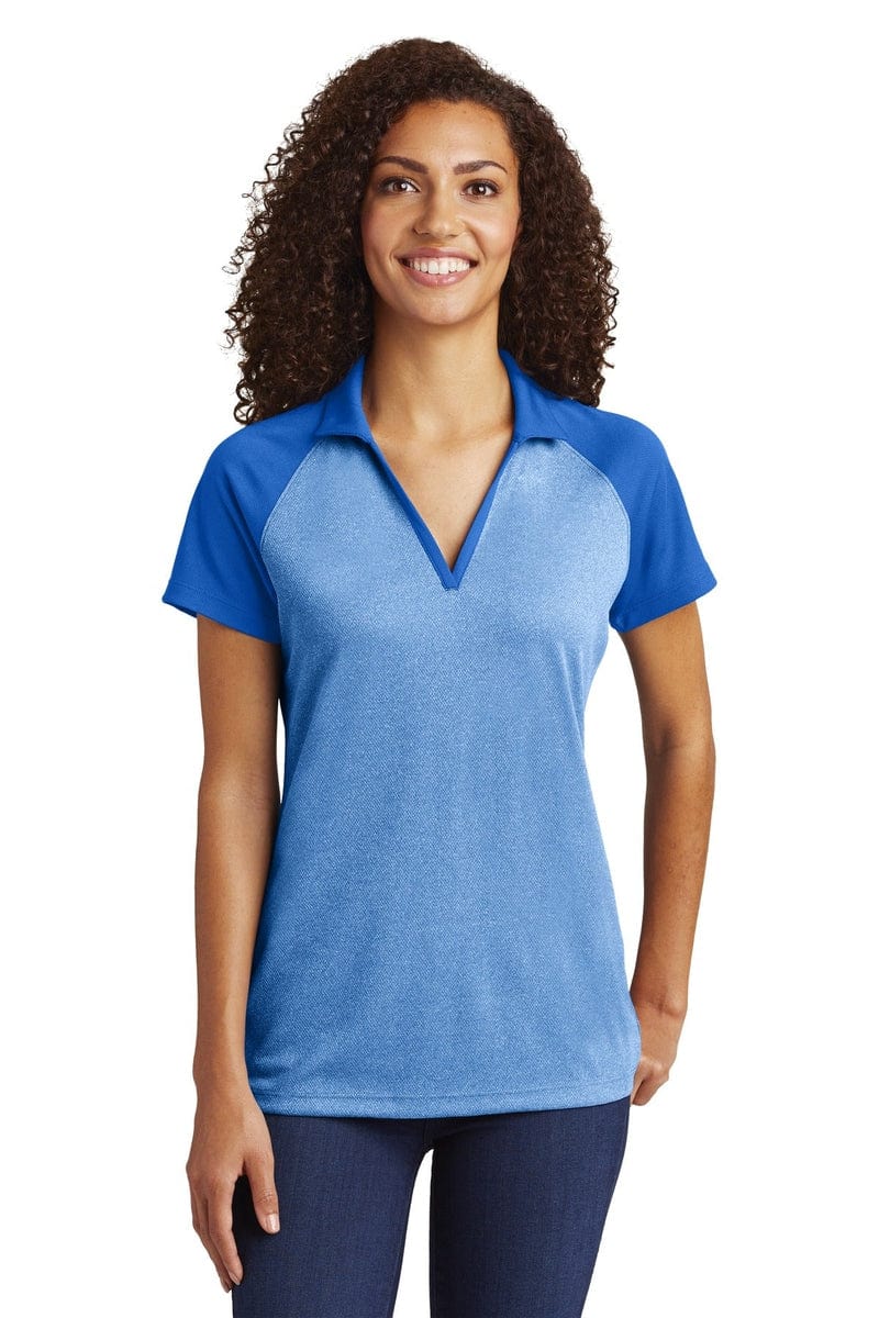 Sport-Tek Polos/Knits Sport-Tek LST641: Ladies PosiCharge  RacerMesh Raglan Heather Block Polo