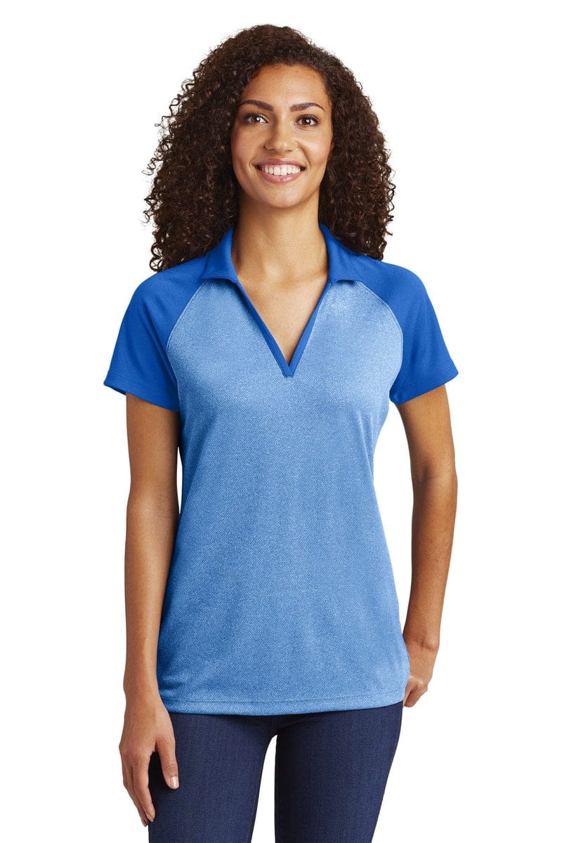 Sport-Tek Polos/Knits Sport-Tek LST641: Ladies PosiCharge  RacerMesh Raglan Heather Block Polo