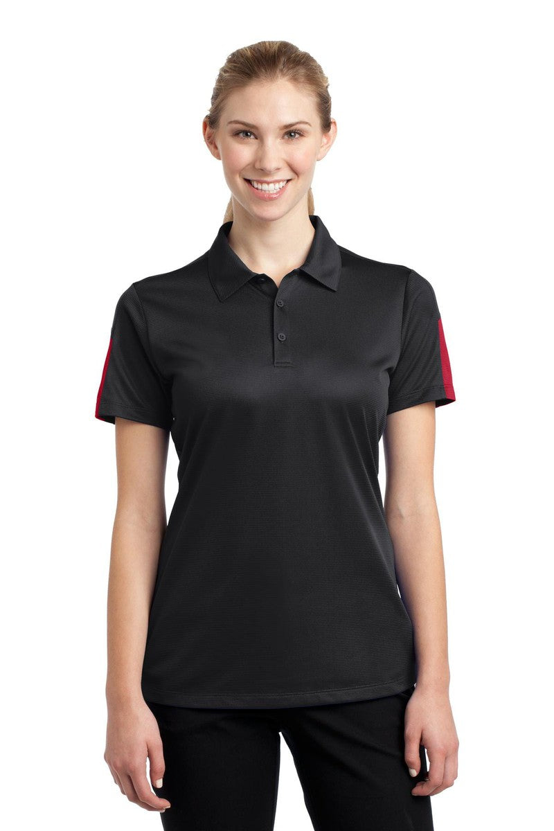 Sport-Tek Polos/Knits XS / Black/ True Red Sport-Tek LST695: Ladies PosiCharge Active Textured Colorblock Polo