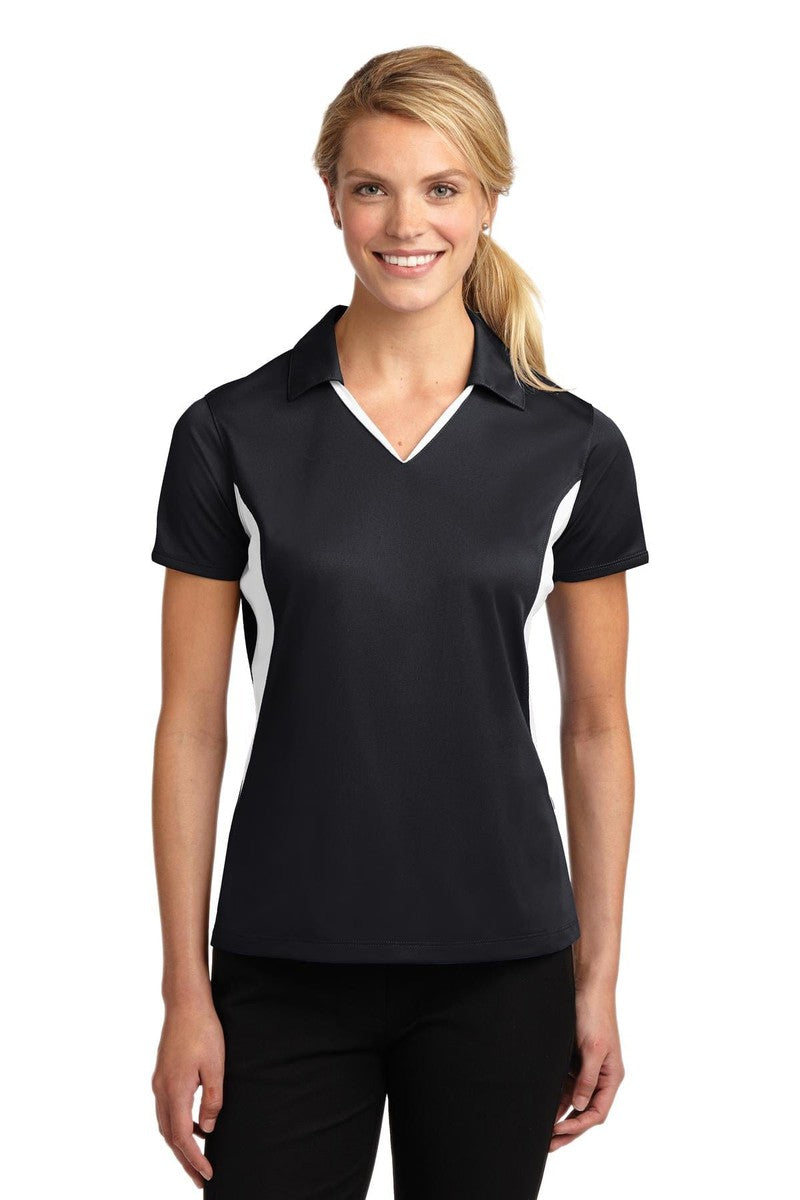 Sport-Tek Polos/Knits XS / Black/ White Sport-Tek LST655: Ladies Side Blocked Micropique Sport-Wick Polo