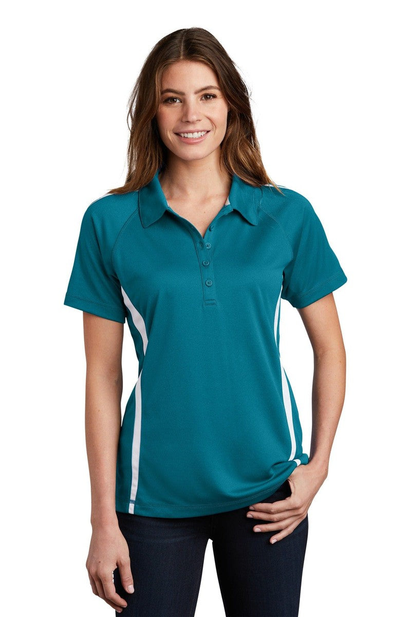 Sport-Tek Polos/Knits XS / Blue Wake/ White Sport-Tek LST685: Ladies PosiCharge Micro-Mesh Colorblock Polo