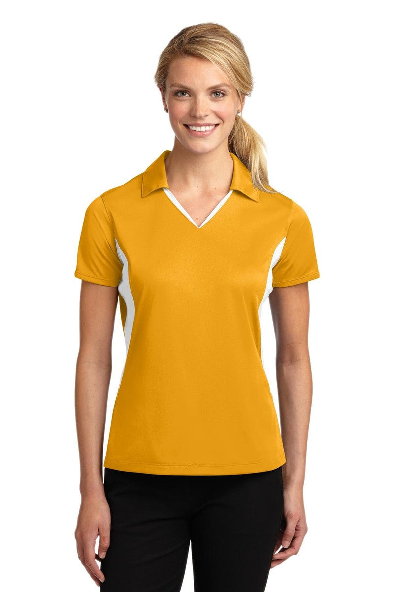 Sport-Tek Polos/Knits XS / Gold/ White Sport-Tek LST655: Ladies Side Blocked Micropique Sport-Wick Polo