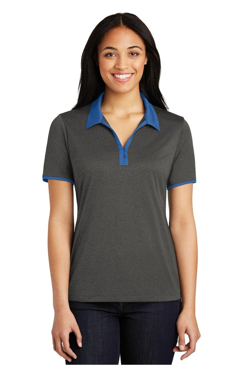 Sport-Tek Polos/Knits XS / Graphite Heather/ True Royal Sport-Tek LST667: Ladies Heather Contender Contrast Polo