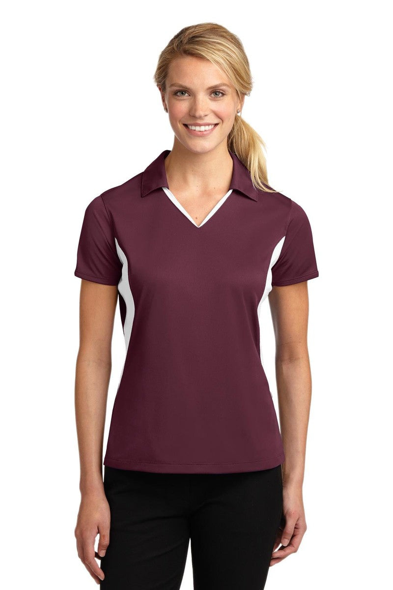 Sport-Tek Polos/Knits XS / Maroon/ White Sport-Tek LST655: Ladies Side Blocked Micropique Sport-Wick Polo