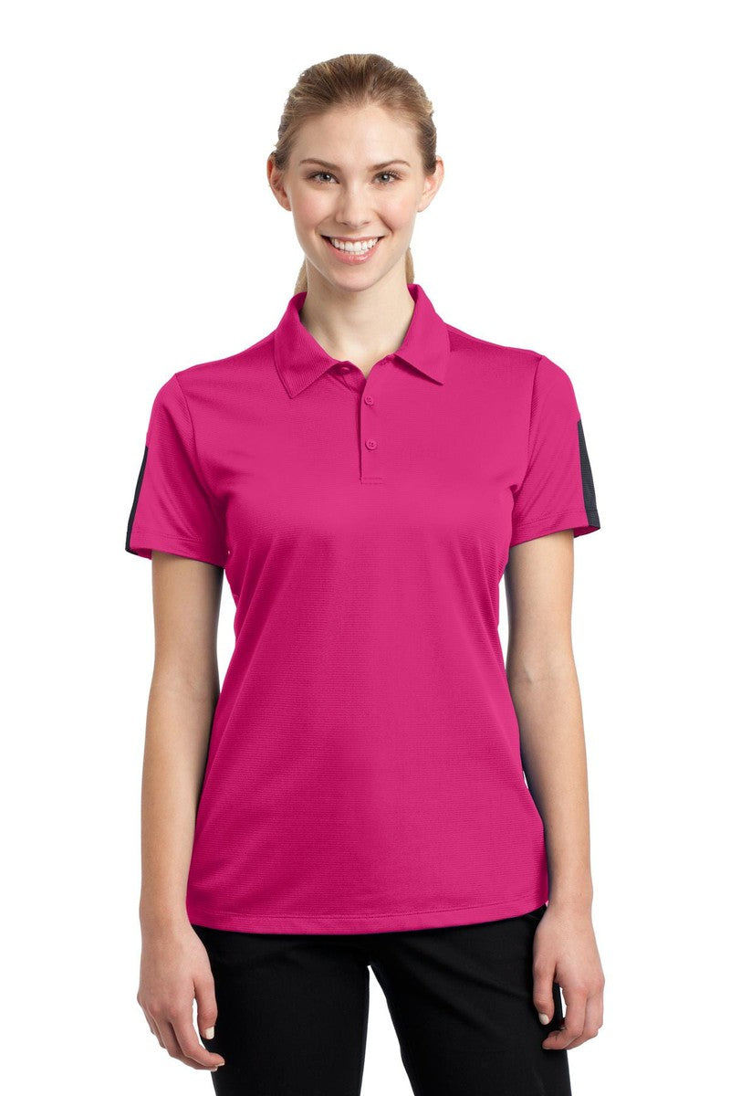 Sport-Tek Polos/Knits XS / Pink Raspberry/ Grey Sport-Tek LST695: Ladies PosiCharge Active Textured Colorblock Polo