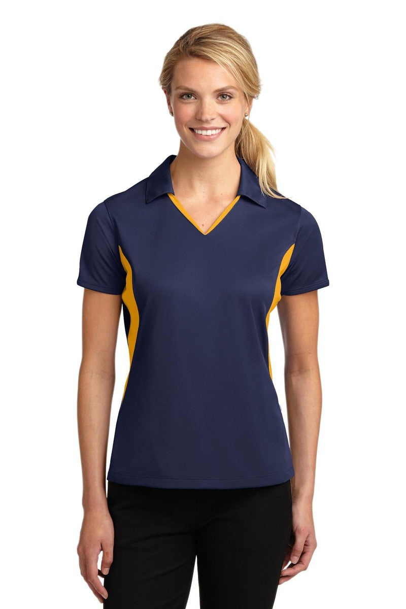 Sport-Tek Polos/Knits XS / True Navy/ Gold Sport-Tek LST655: Ladies Side Blocked Micropique Sport-Wick Polo