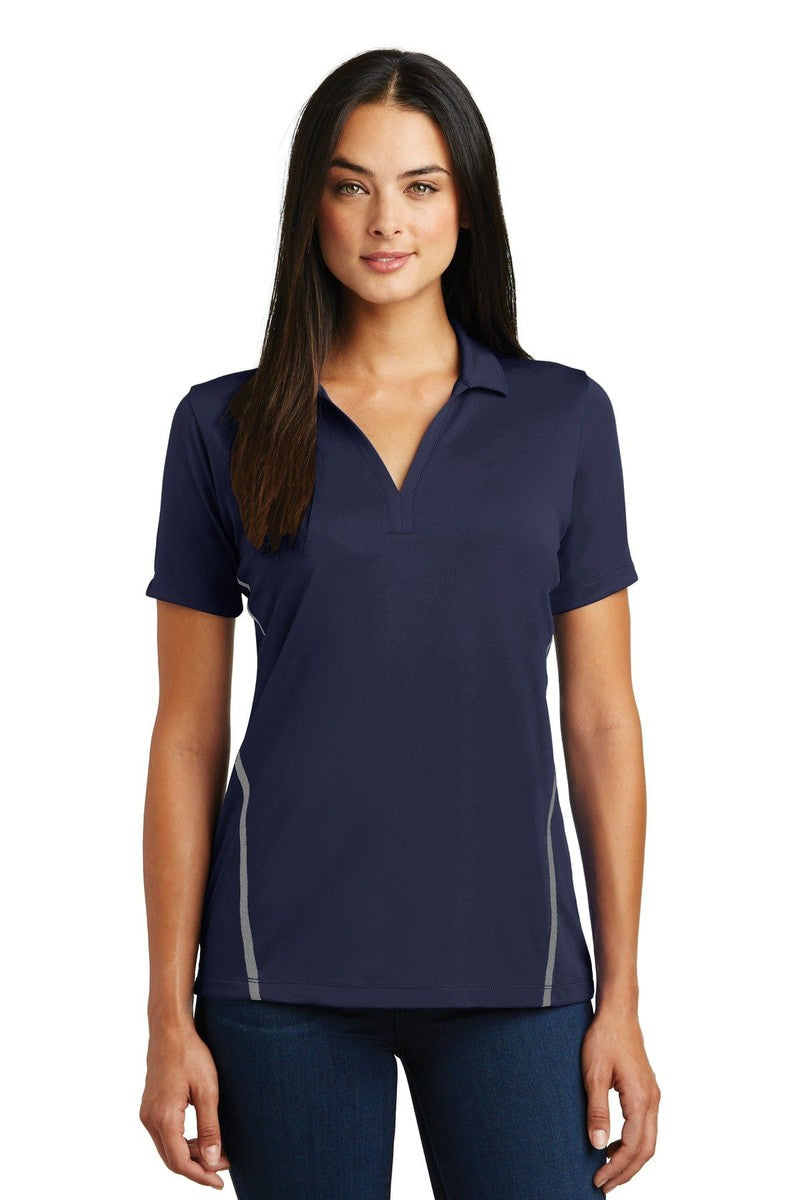 Sport-Tek Polos/Knits XS / True Navy/ Heather Grey Sport-Tek LST620: Ladies Contrast PosiCharge Tough Polo