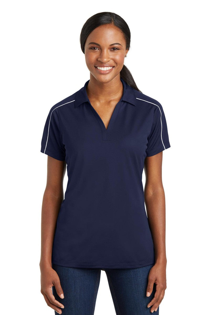 Sport-Tek Polos/Knits XS / True Navy/ White Sport-Tek LST653: Ladies Micropique Sport-Wick Piped Polo