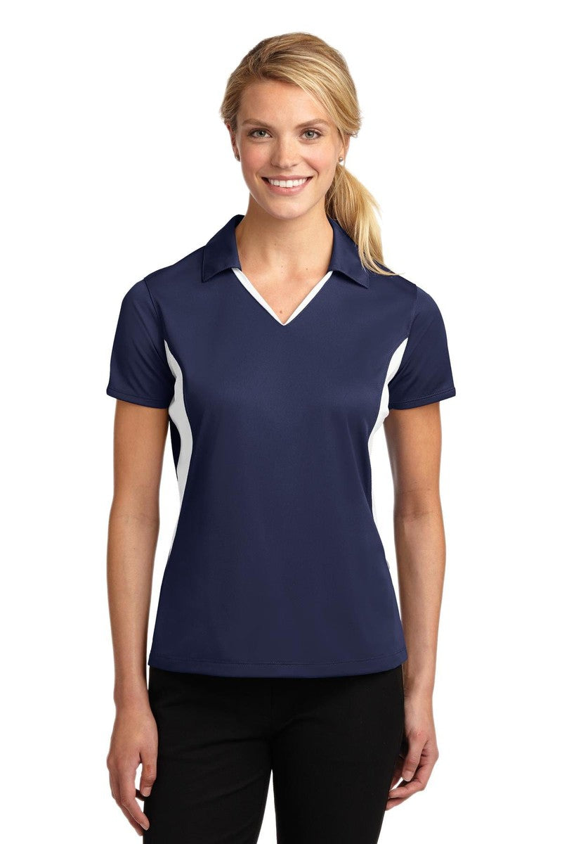 Sport-Tek Polos/Knits XS / True Navy/ White Sport-Tek LST655: Ladies Side Blocked Micropique Sport-Wick Polo