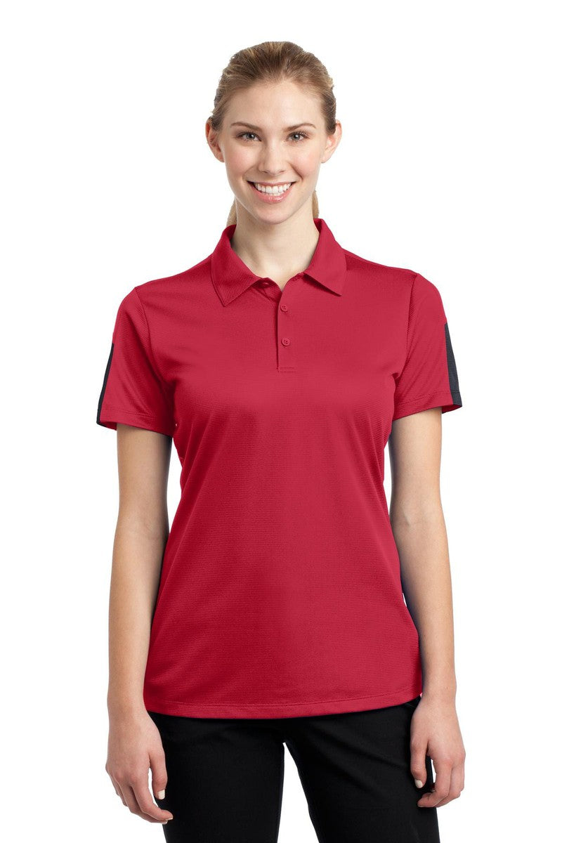 Sport-Tek Polos/Knits XS / True Red/ Grey Sport-Tek LST695: Ladies PosiCharge Active Textured Colorblock Polo