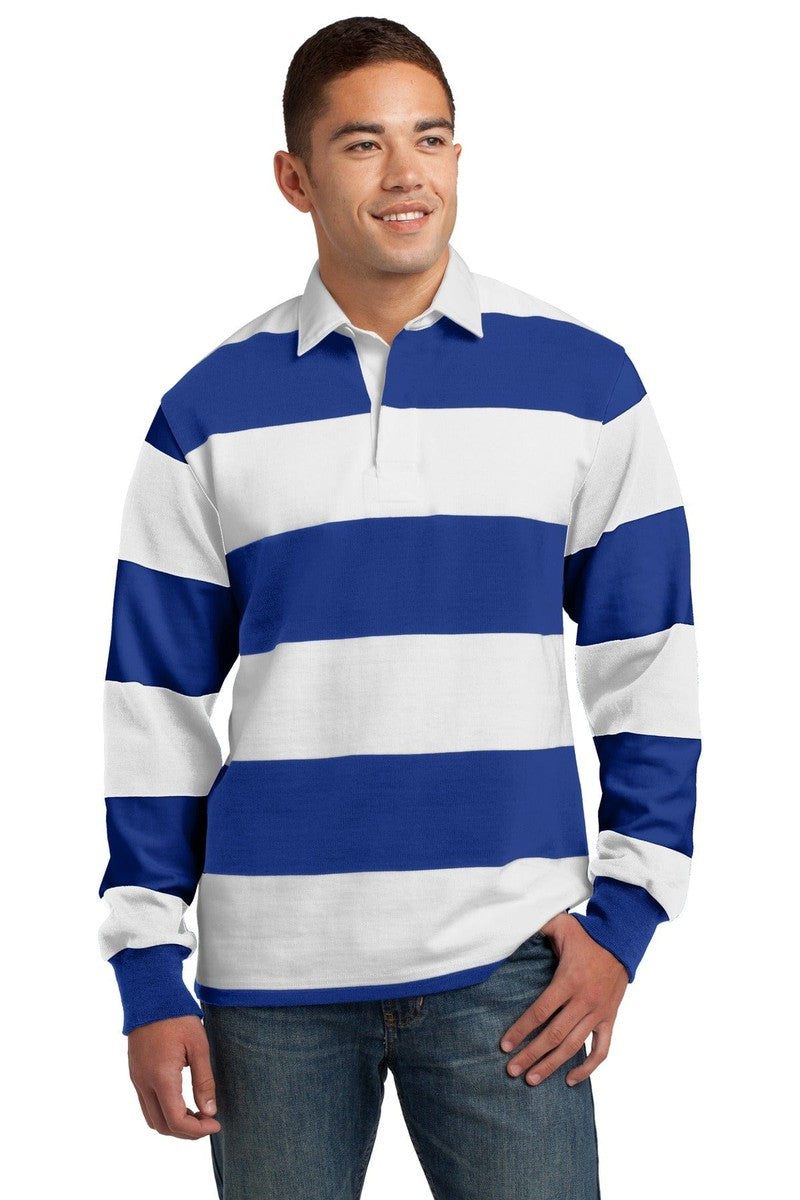 Sport-Tek Polos/Knits XS / True Royal/ White Sport-Tek ST301: Classic Long Sleeve Rugby Polo