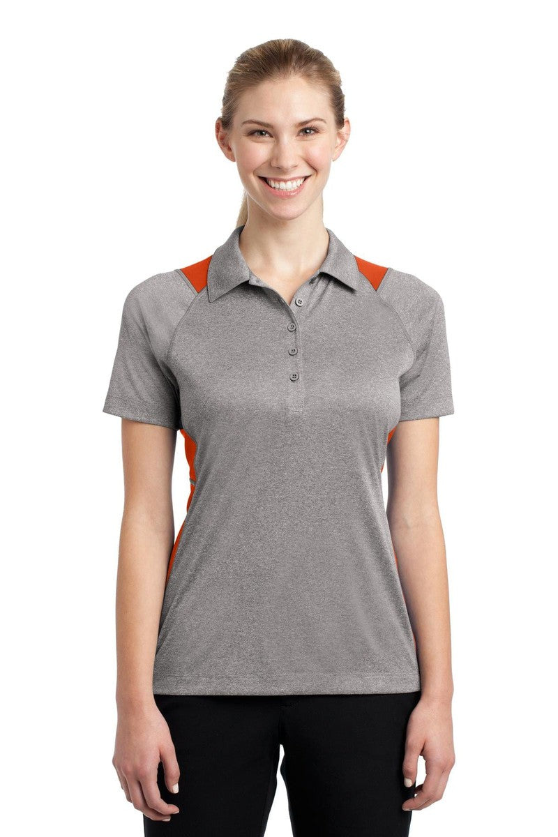 Sport-Tek Polos/Knits XS / Vintage Heather/ Deep Orange Sport-Tek LST665: Ladies Heather Colorblock Contender Polo
