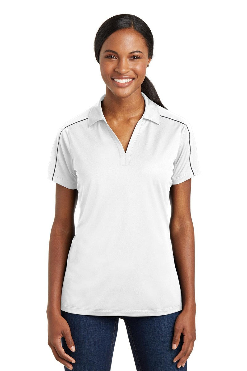 Sport-Tek Polos/Knits XS / White/ Iron Grey Sport-Tek LST653: Ladies Micropique Sport-Wick Piped Polo