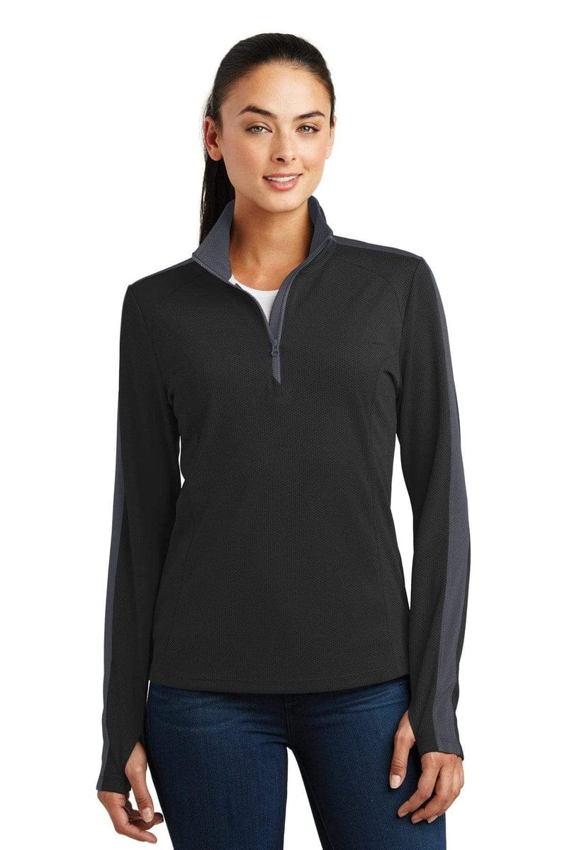 Sport-Tek Sport-Tek LST861: Ladies Sport-Wick Textured Colorblock 1/4-Zip Pullover