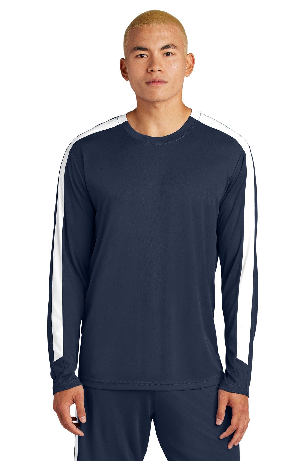 Sport-Tek ® Competitor ™ United Long Sleeve Crew ST100LS in True Navy/ White